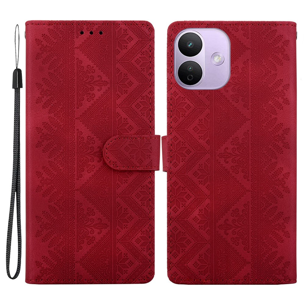 For Xiaomi Redmi Note 17 Pro 5G Wallet Case Imprinted Ethnic Pattern Leather Phone Cover with Wrist Strap
