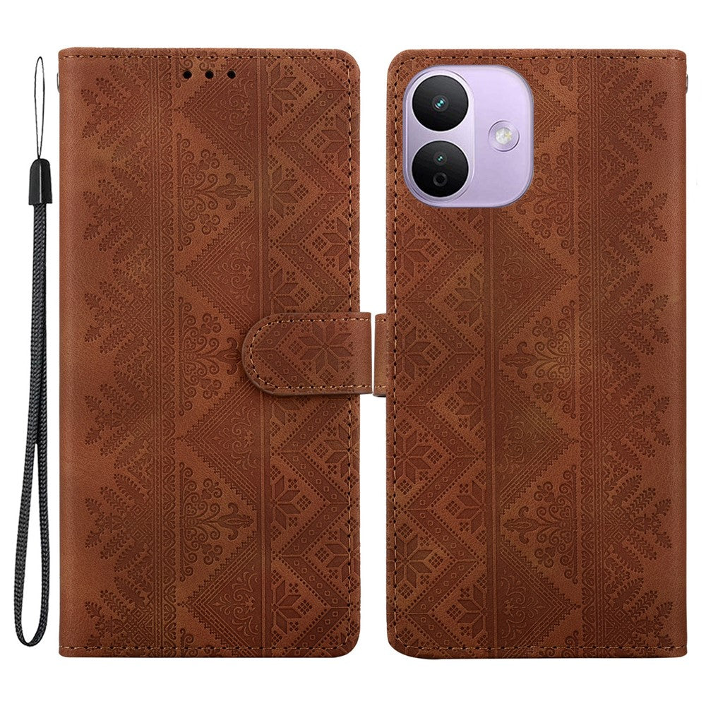 For Xiaomi Redmi Note 17 Pro 5G Wallet Case Imprinted Ethnic Pattern Leather Phone Cover with Wrist Strap