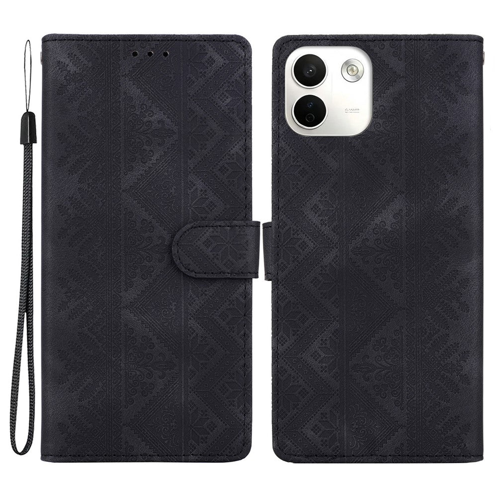 For Xiaomi Redmi Note 17 Pro Max 5G Wallet Case Imprinted Ethnic Pattern Leather Phone Cover with Wrist Strap