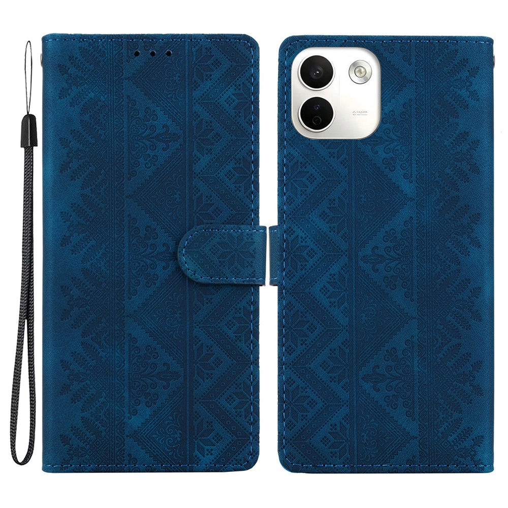 For Xiaomi Redmi Note 17 Pro Max 5G Wallet Case Imprinted Ethnic Pattern Leather Phone Cover with Wrist Strap