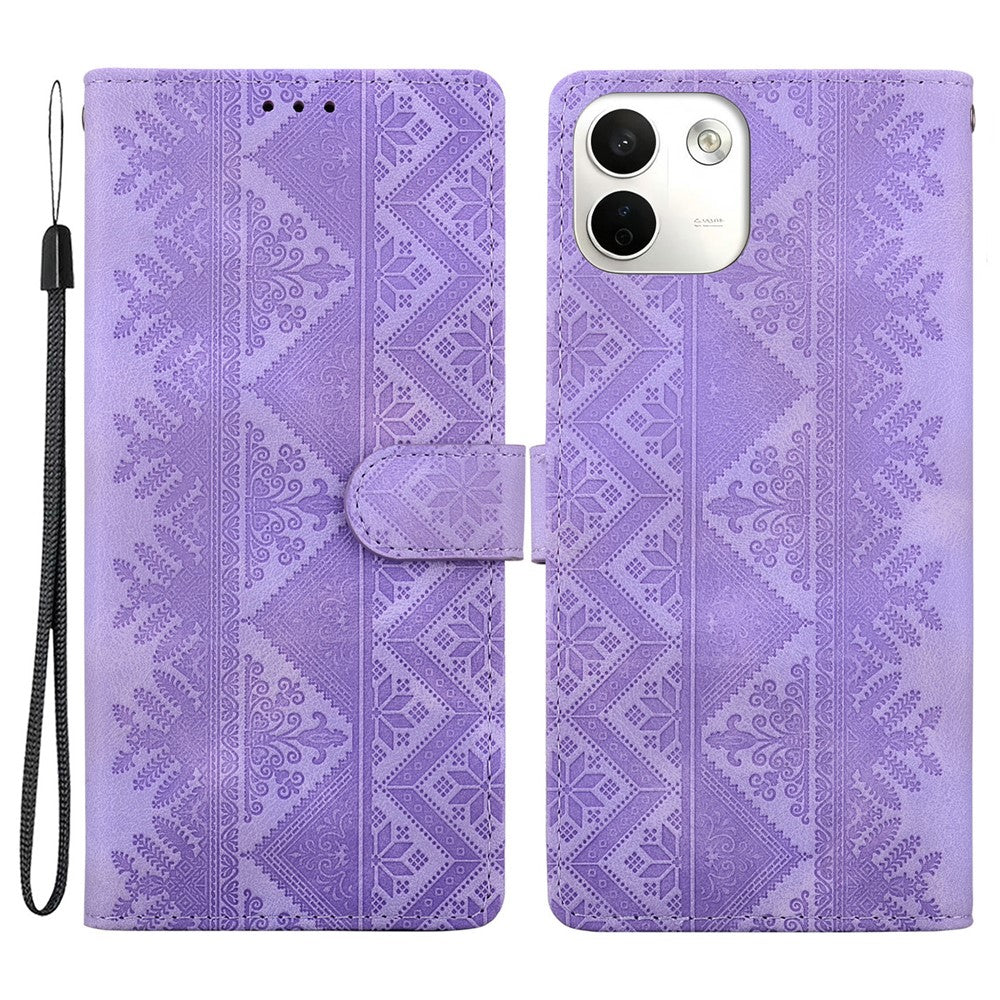 For Xiaomi Redmi Note 17 Pro Max 5G Wallet Case Imprinted Ethnic Pattern Leather Phone Cover with Wrist Strap