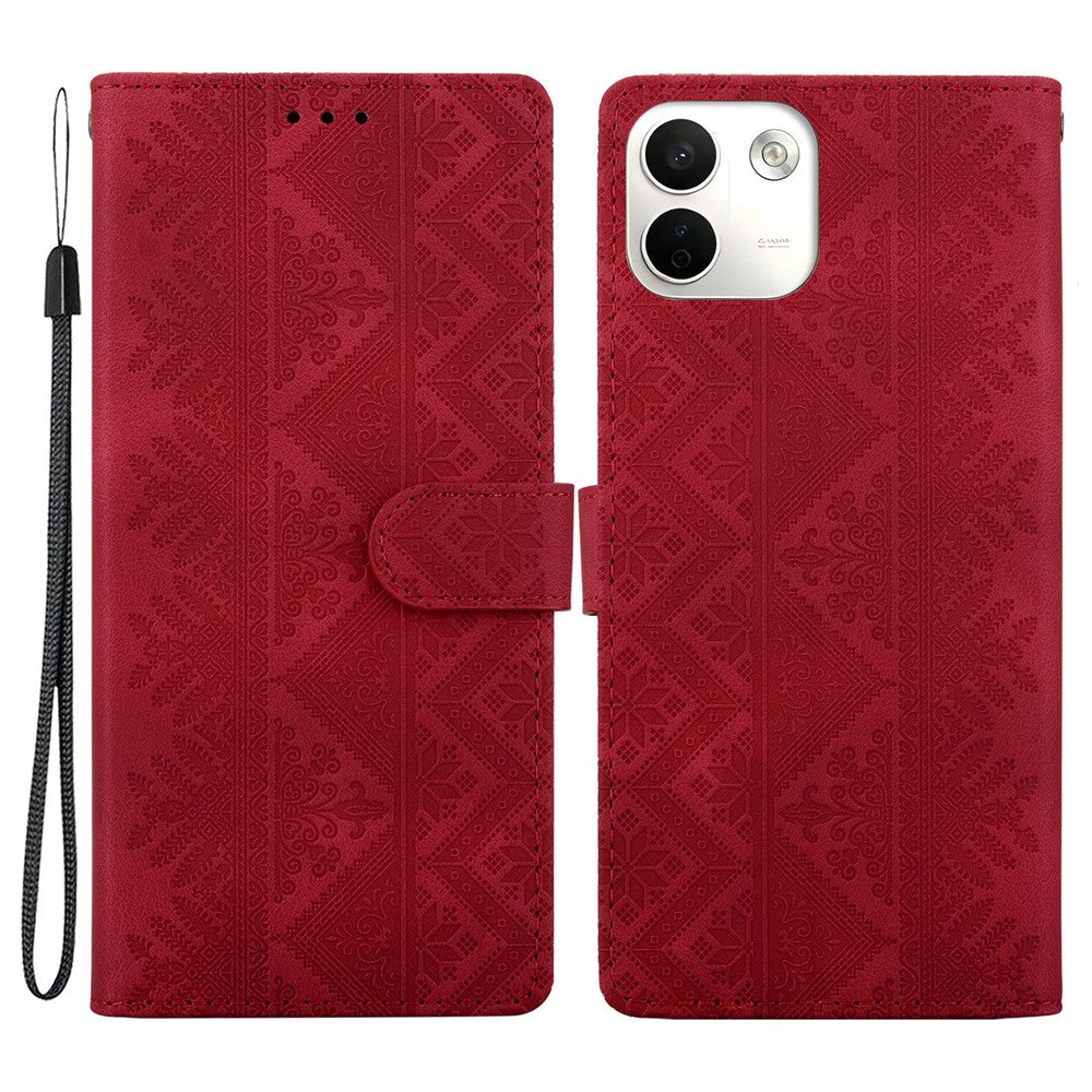 For Xiaomi Redmi Note 17 Pro Max 5G Wallet Case Imprinted Ethnic Pattern Leather Phone Cover with Wrist Strap