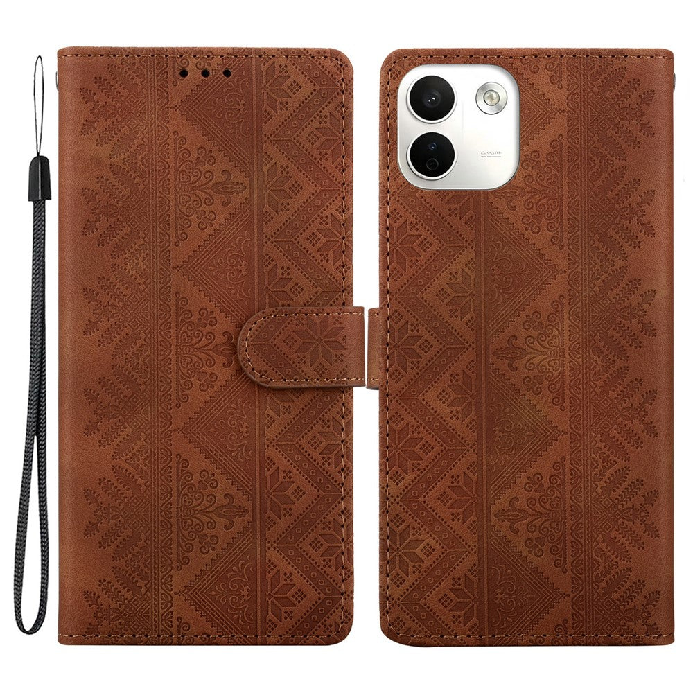 For Xiaomi Redmi Note 17 Pro Max 5G Wallet Case Imprinted Ethnic Pattern Leather Phone Cover with Wrist Strap