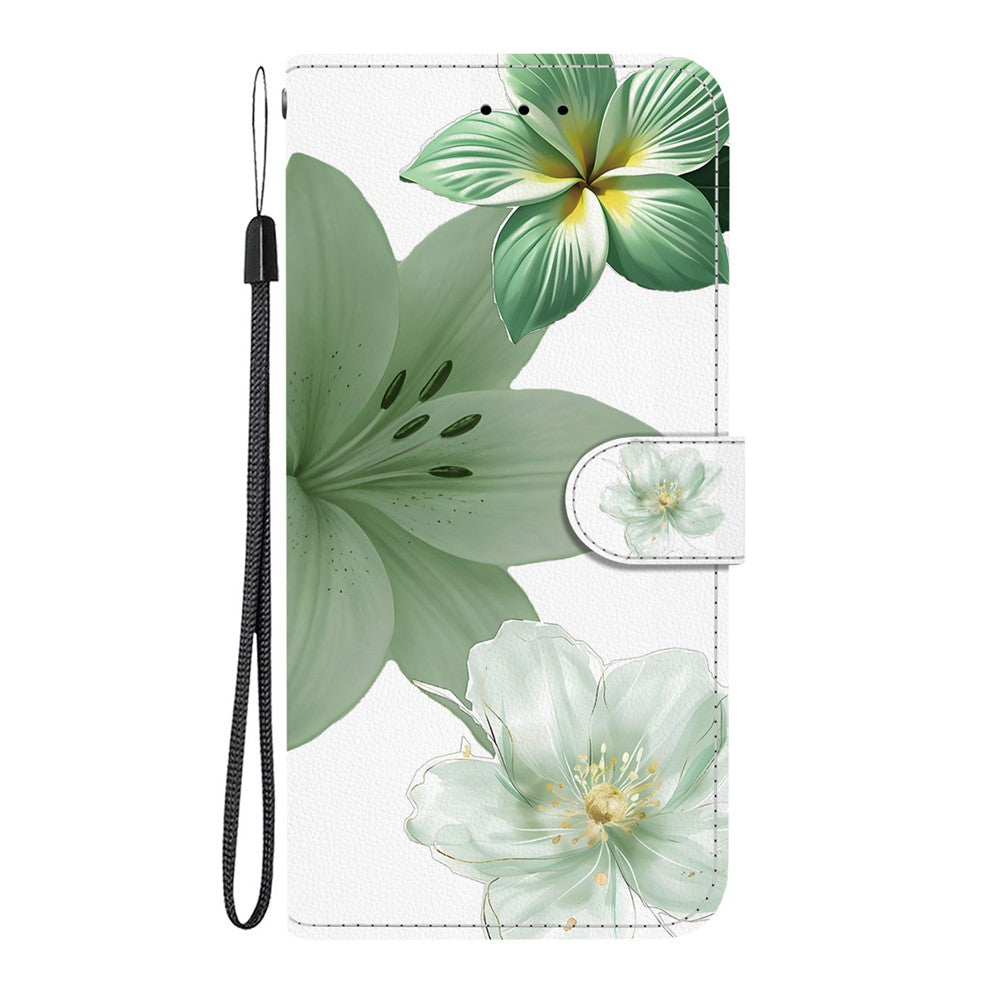 Til Honor 600 Smart 5G / X7e Plus 5G etui mønstertryk PU-læderpung flip stand telefoncover med håndledsrem