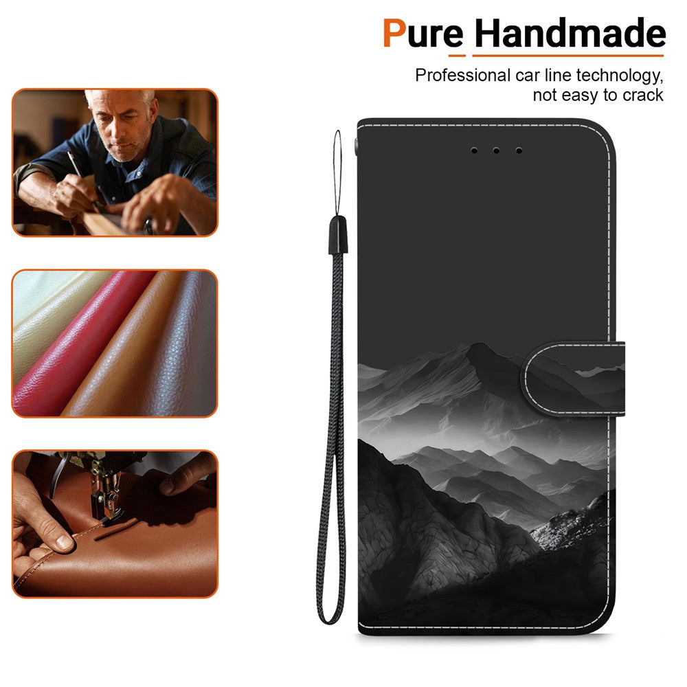 Xiaomi Redmi Note 17 Pro 5G-skal Mönstertryck PU-läder Plånbok Flip Stand mobilskal med Handledsrem