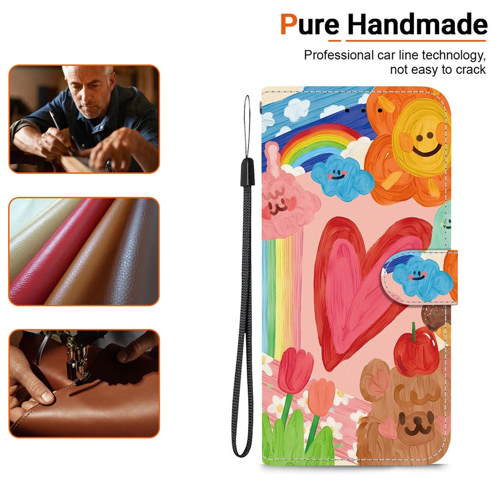 For Xiaomi Redmi Note 17 Pro Max 5G Case Pattern Printing PU Leather Wallet Flip Stand Phone Cover with Wrist Strap