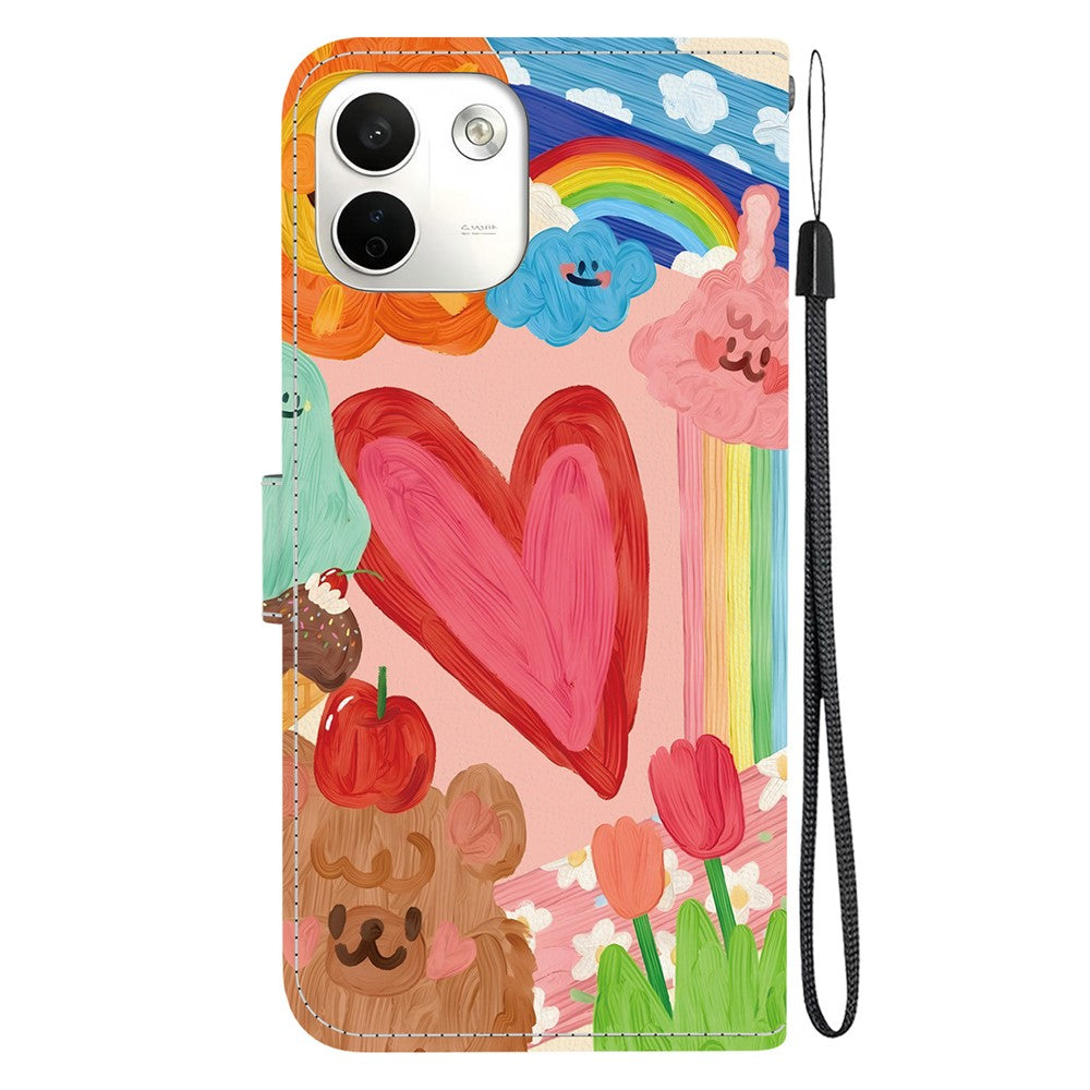 For Xiaomi Redmi Note 17 Pro Max 5G Case Pattern Printing PU Leather Wallet Flip Stand Phone Cover with Wrist Strap