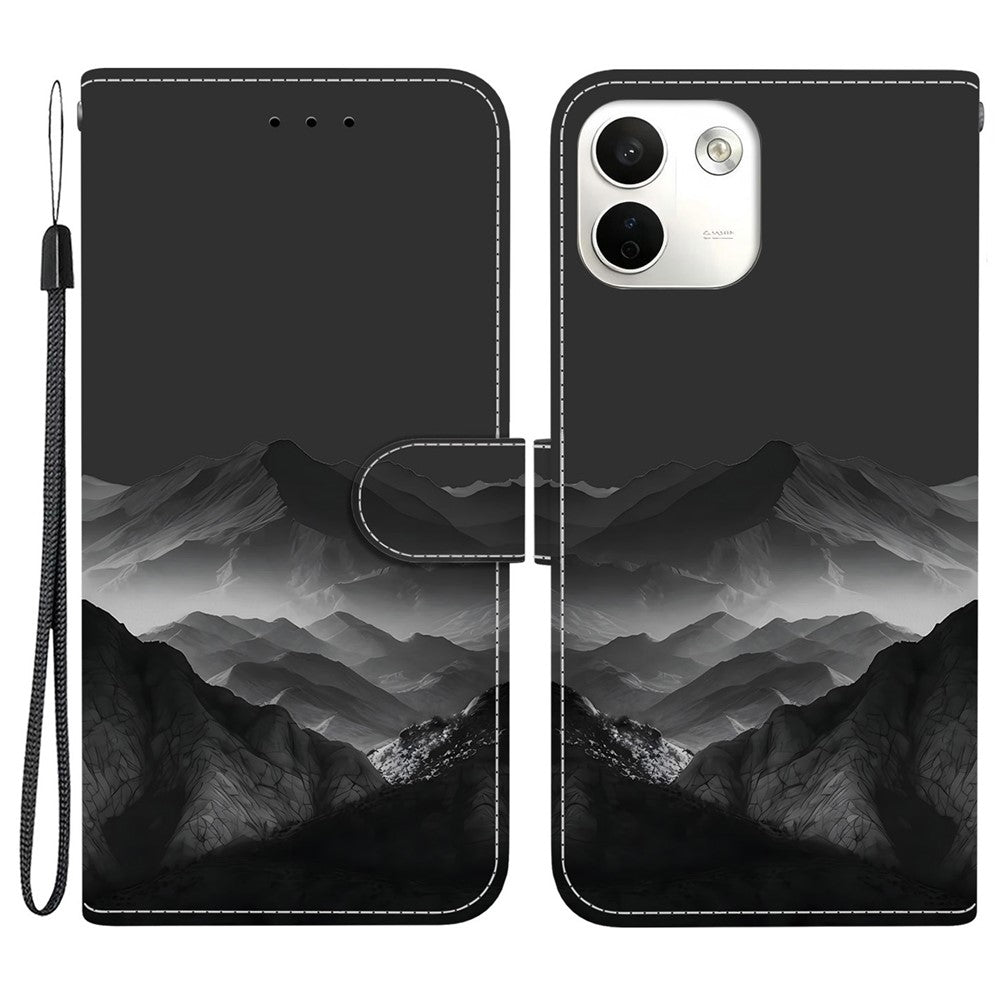 For Xiaomi Redmi Note 17 Pro Max 5G Case Pattern Printing PU Leather Wallet Flip Stand Phone Cover with Wrist Strap