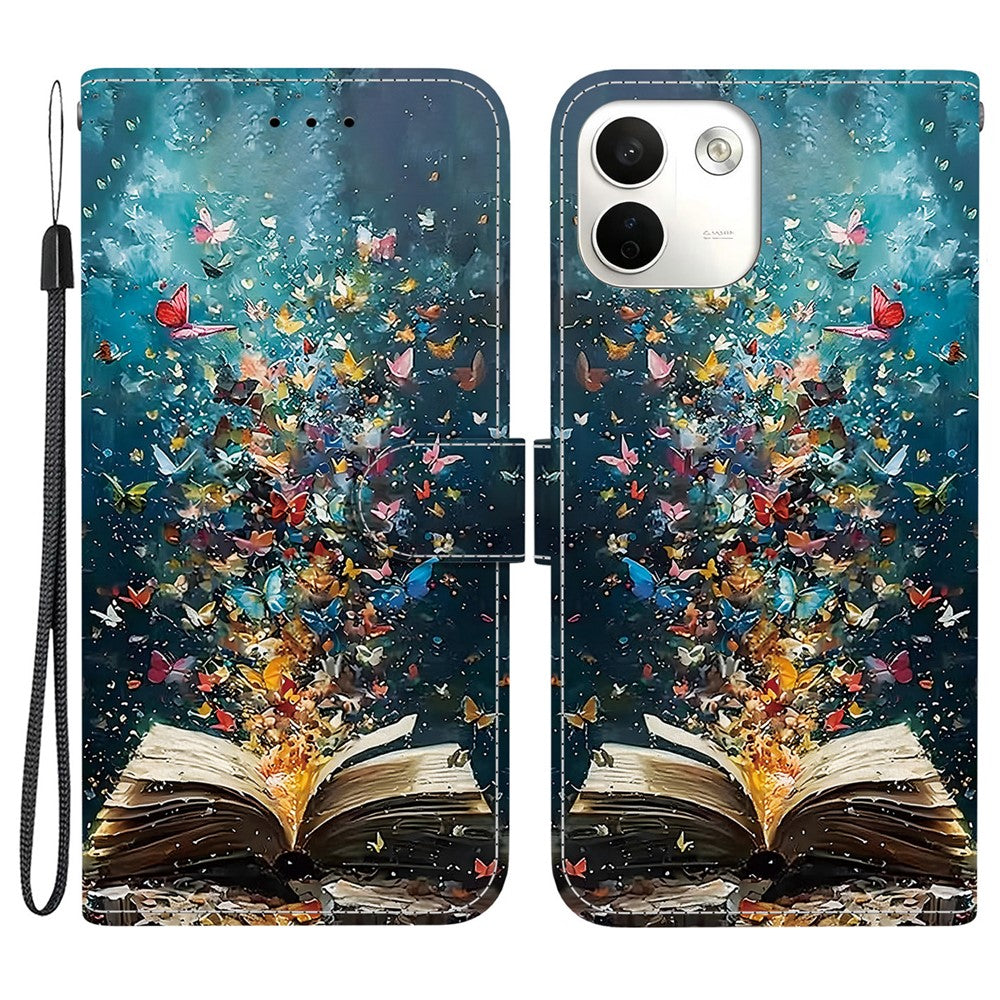For Xiaomi Redmi Note 17 Pro Max 5G Case Pattern Printing PU Leather Wallet Flip Stand Phone Cover with Wrist Strap