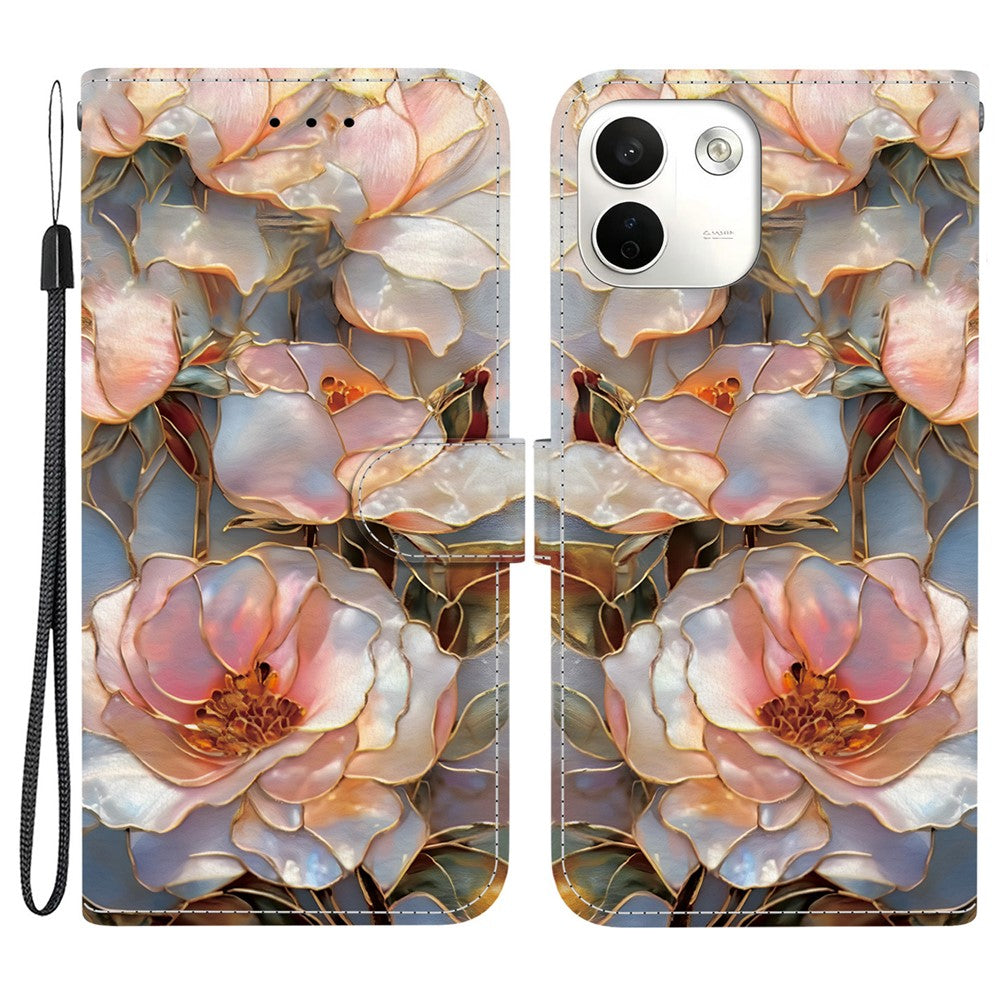 For Xiaomi Redmi Note 17 Pro Max 5G Case Pattern Printing PU Leather Wallet Flip Stand Phone Cover with Wrist Strap