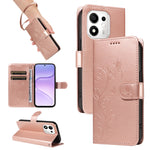 Honor 600 Smart 5G / Honor X7e Plus 5G PU-læderetuier Blomstermønster Pung Stander Telefoncover med rem