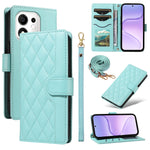 For Honor 600 Smart 5G / Honor X7e Plus 5G Wallet Case Rhombus Leather Phone Cover with Strap