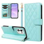 For Honor 600 Smart 5G / Honor X7e Plus 5G Wallet Case Rhombus Leather Phone Cover with Strap