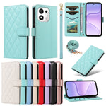For Honor 600 Smart 5G / Honor X7e Plus 5G Wallet Case Rhombus Leather Phone Cover with Strap