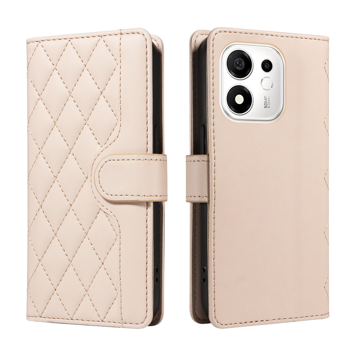 For Honor 600 Smart 5G / Honor X7e Plus 5G Wallet Case Rhombus Leather Phone Cover with Strap