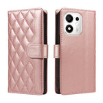 For Honor 600 Smart 5G / Honor X7e Plus 5G Wallet Case Rhombus Leather Phone Cover with Strap