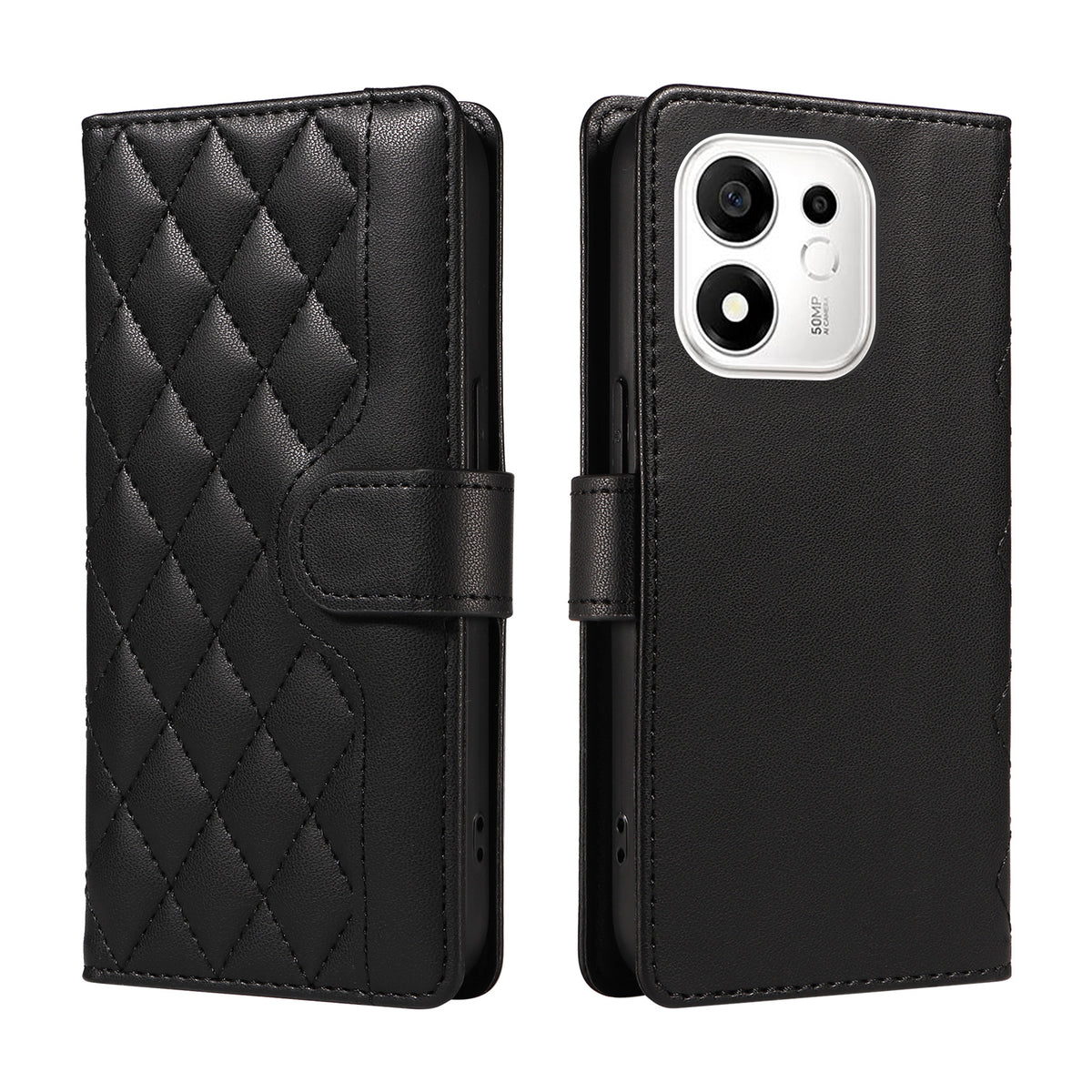 For Honor 600 Smart 5G / Honor X7e Plus 5G Wallet Case Rhombus Leather Phone Cover with Strap