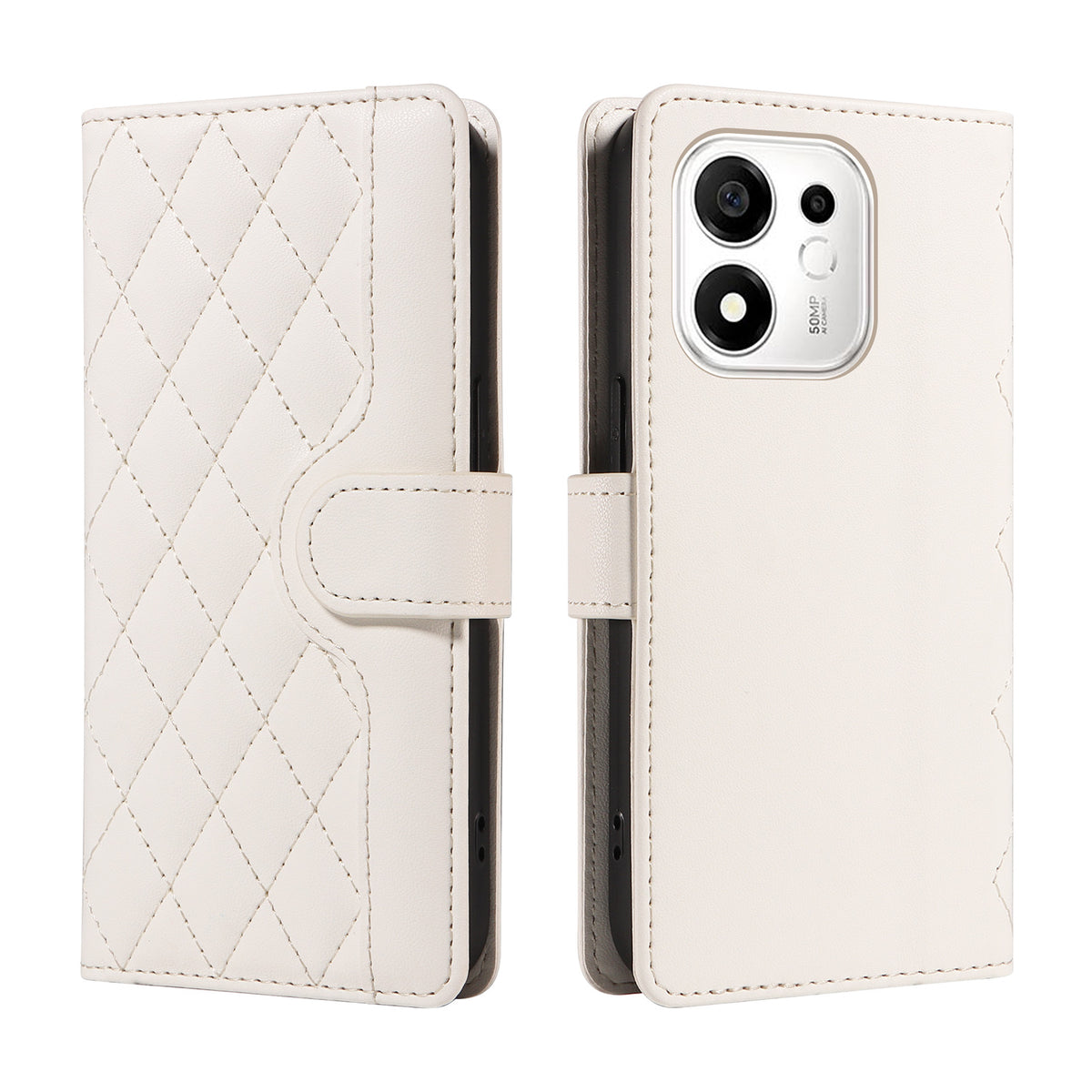 For Honor 600 Smart 5G / Honor X7e Plus 5G Wallet Case Rhombus Leather Phone Cover with Strap