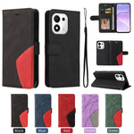 For Honor X7e Plus 5G / Honor 600 Smart 5G Leather Phone Case Stand Wallet with Bi-colour Splicing Design