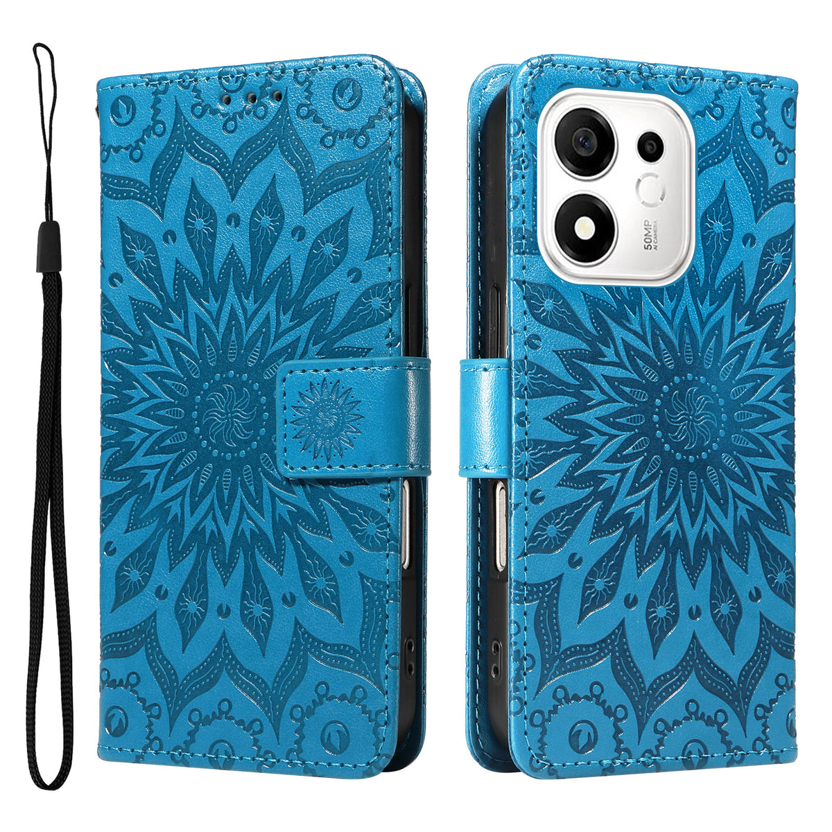 For Honor 600 Smart 5G / Honor X7e Plus 5G Leather Wallet Case Sunflower Imprinted Phone Cover