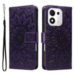 For Honor 600 Smart 5G / Honor X7e Plus 5G Leather Wallet Case Sunflower Imprinted Phone Cover