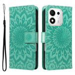 For Honor 600 Smart 5G / Honor X7e Plus 5G Leather Wallet Case Sunflower Imprinted Phone Cover
