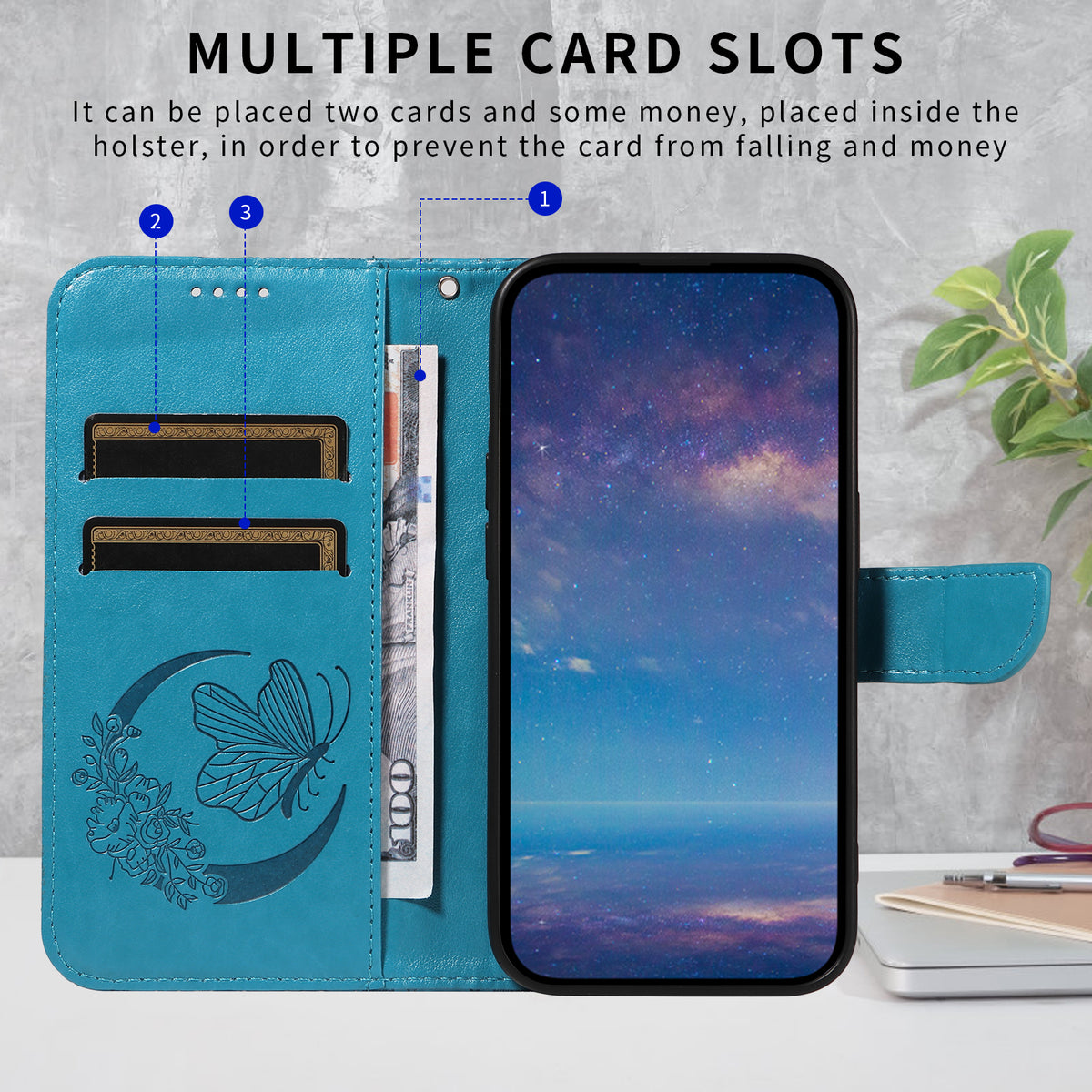 Til Honor X7e Plus 5G / Honor 600 Smart 5G Etui Sommerfuglemønster PU-læder Folio Flip Telefoncover