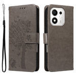 For Honor 600 Smart 5G / Honor X7e Plus 5G Phone Case with Stand Cat Tree Pattern Leather Wallet Mobile Cover