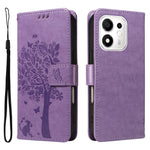 For Honor 600 Smart 5G / Honor X7e Plus 5G Phone Case with Stand Cat Tree Pattern Leather Wallet Mobile Cover