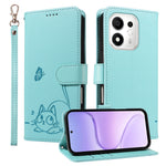 For Honor 600 Smart 5G / Honor X7e Plus 5G Case Cat Pattern Imprint Leather Phone Cover with Wrist Strap