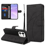 For Honor X7e Plus 5G / Honor 600 Smart 5G Wallet Case Leather Phone Cover Stand with Curved Line Design