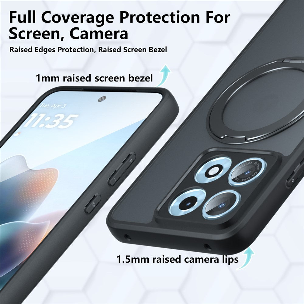 For Lenovo Legion Y70 (2026) / Motorola Edge 70 Max 5G Matte Skin-touch Magnetic Case 360° Rotating Kickstand Shockproof TPU + PC Phone Cover