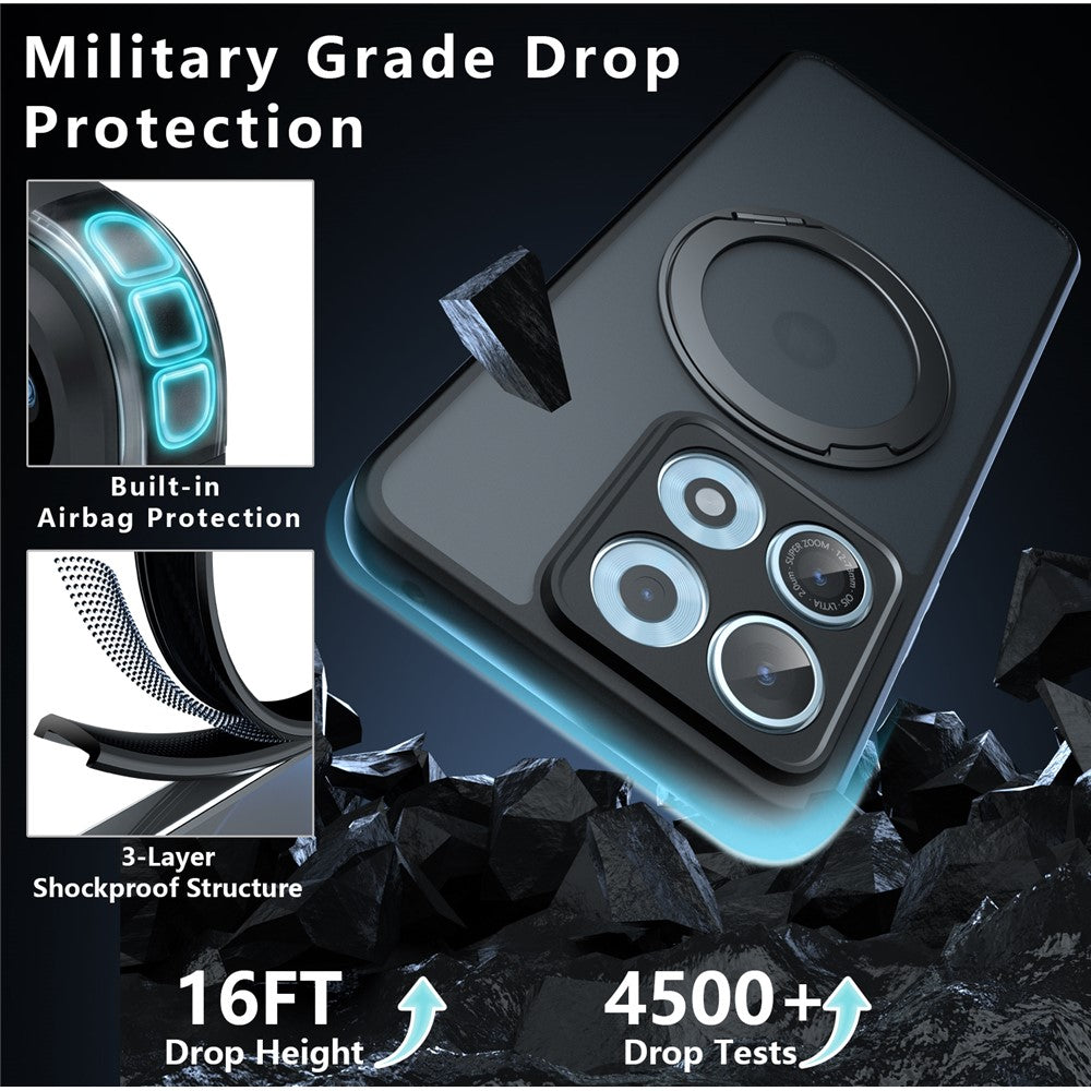 For Lenovo Legion Y70 (2026) / Motorola Edge 70 Max 5G Matte Skin-touch Magnetic Case 360° Rotating Kickstand Shockproof TPU + PC Phone Cover