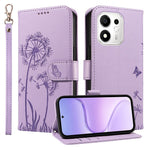 Honor 600 Smart 5G / Honor X7e Plus 5G Læderpung Etui med Rem Mælkebøtteaftryk Telefonstativ Cover
