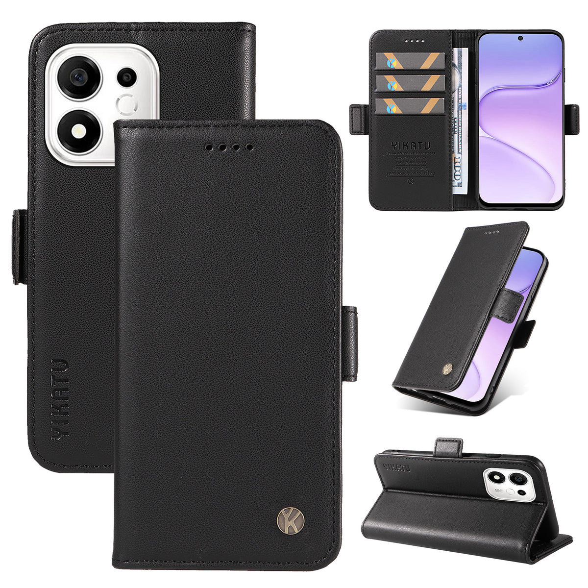 YIKATU for Honor 600 Smart 5G / Honor X7e Plus 5G Wallet Phone Case  YK-003 Leather Stand Cover