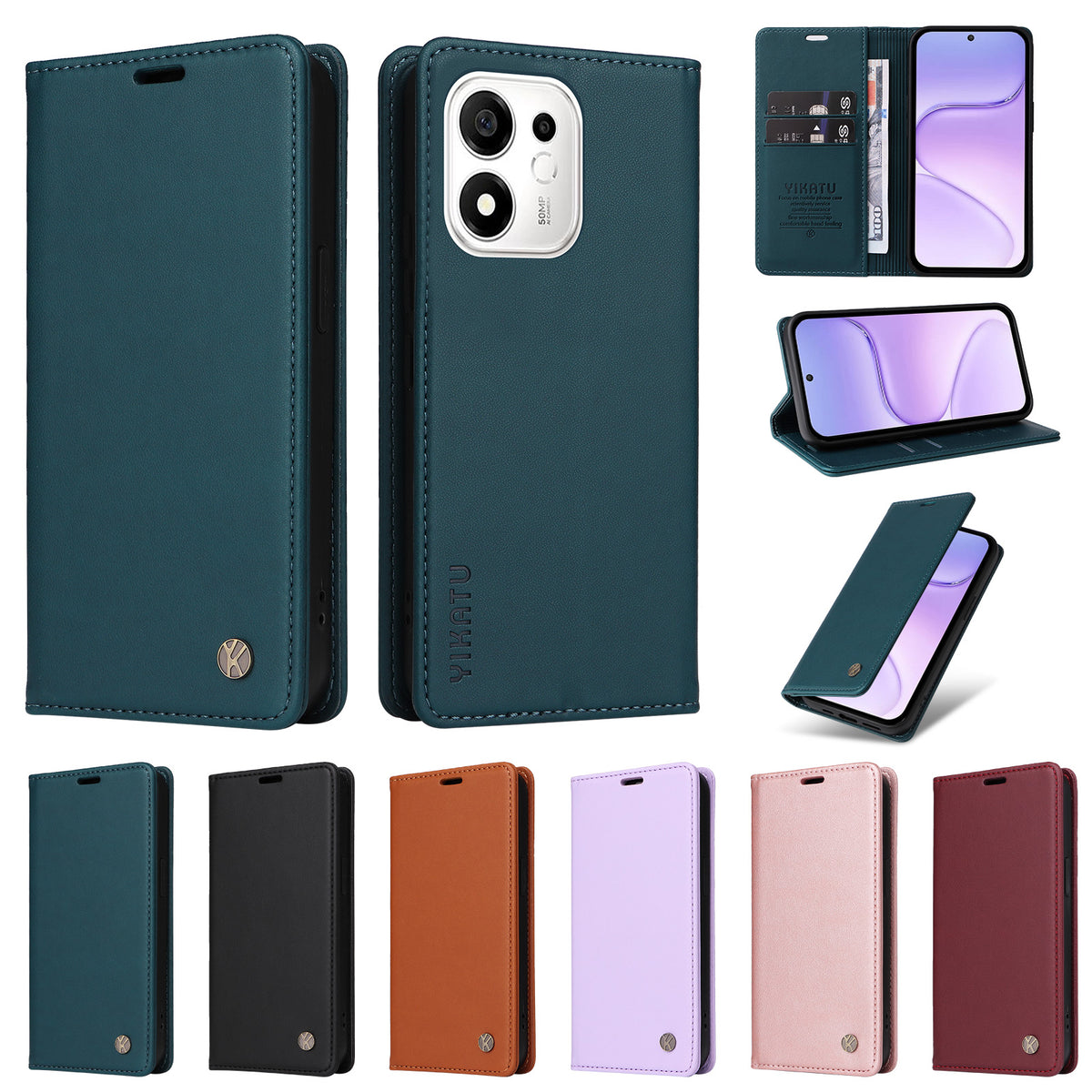 YIKATU for Honor X7e Plus 5G / Honor 600 Smart 5G YK-001 Phone Cases Magnetic Closure PU Leather Mobile Cover