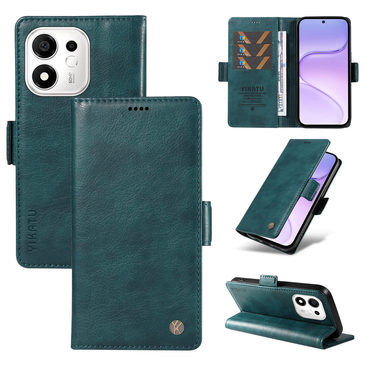 YIKATU for Honor 600 Smart 5G / Honor X7e Plus 5G Case YK-007 Litchi Texture PU Leather Wallet Phone Cover