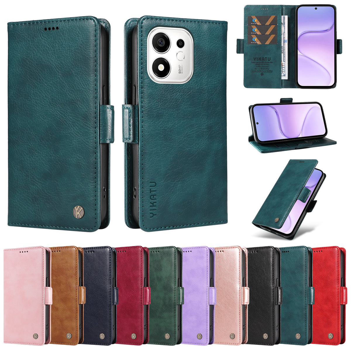 YIKATU for Honor 600 Smart 5G / Honor X7e Plus 5G Case YK-007 Litchi Texture PU Leather Wallet Phone Cover