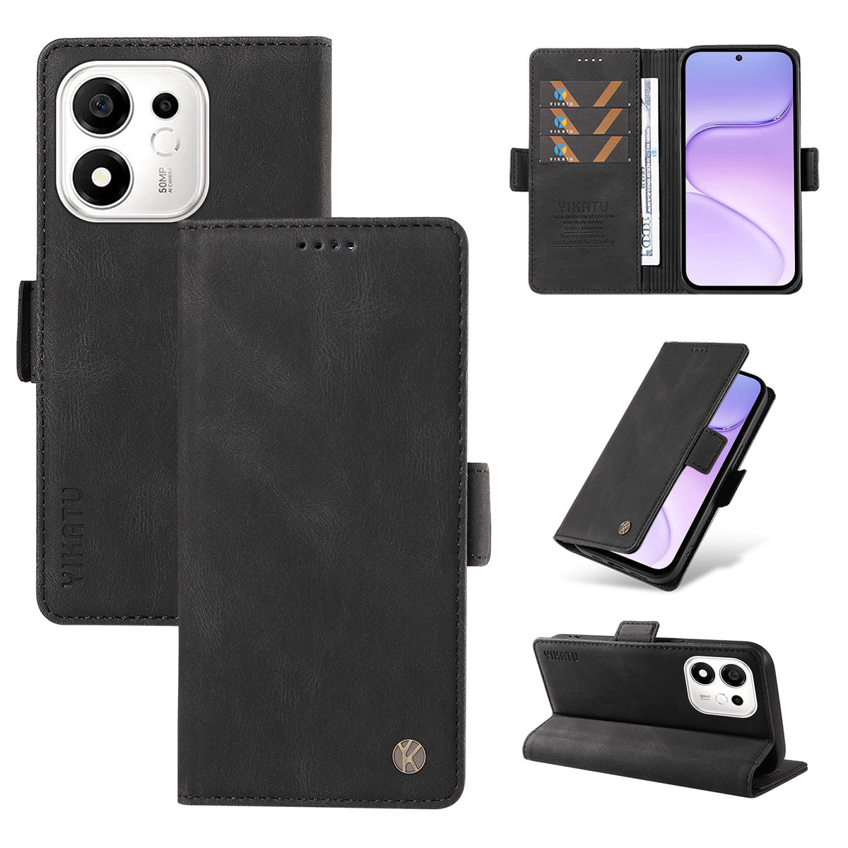 YIKATU for Honor X7e Plus 5G / Honor 600 Smart 5G Leather Case  YK-005 Skin-touch Feeling Wallet Phone Cover