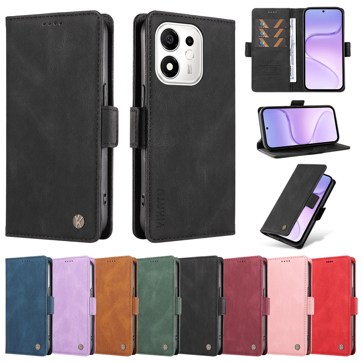 YIKATU for Honor X7e Plus 5G / Honor 600 Smart 5G Leather Case  YK-005 Skin-touch Feeling Wallet Phone Cover
