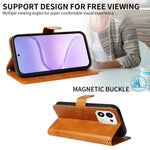 Honor 600 Smart 5G / Honor X7e Plus 5G Pung-Etui T-formede Linjer Læder Telefoncover Stand