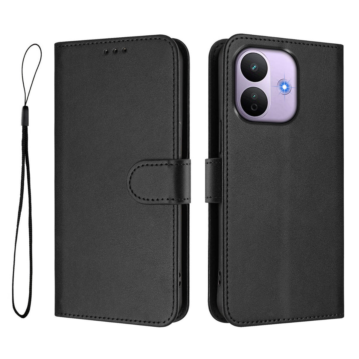 For Xiaomi Redmi Note 17 Pro 5G Wallet Case RFID Blocking Calf Texture Leather Stand Phone Cover with Strap