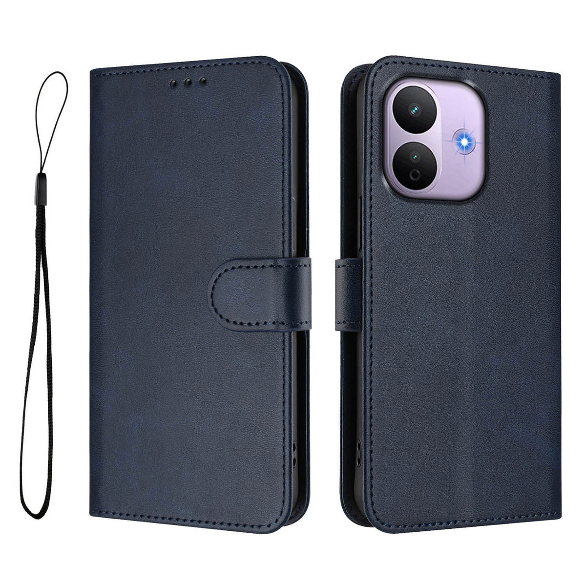 For Xiaomi Redmi Note 17 Pro 5G Wallet Case RFID Blocking Calf Texture Leather Stand Phone Cover with Strap