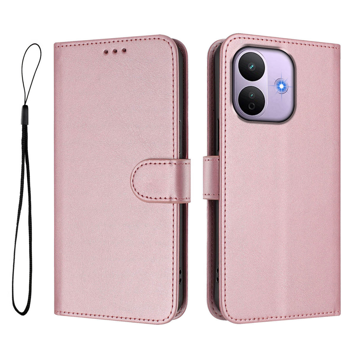 For Xiaomi Redmi Note 17 Pro 5G Wallet Case RFID Blocking Calf Texture Leather Stand Phone Cover with Strap