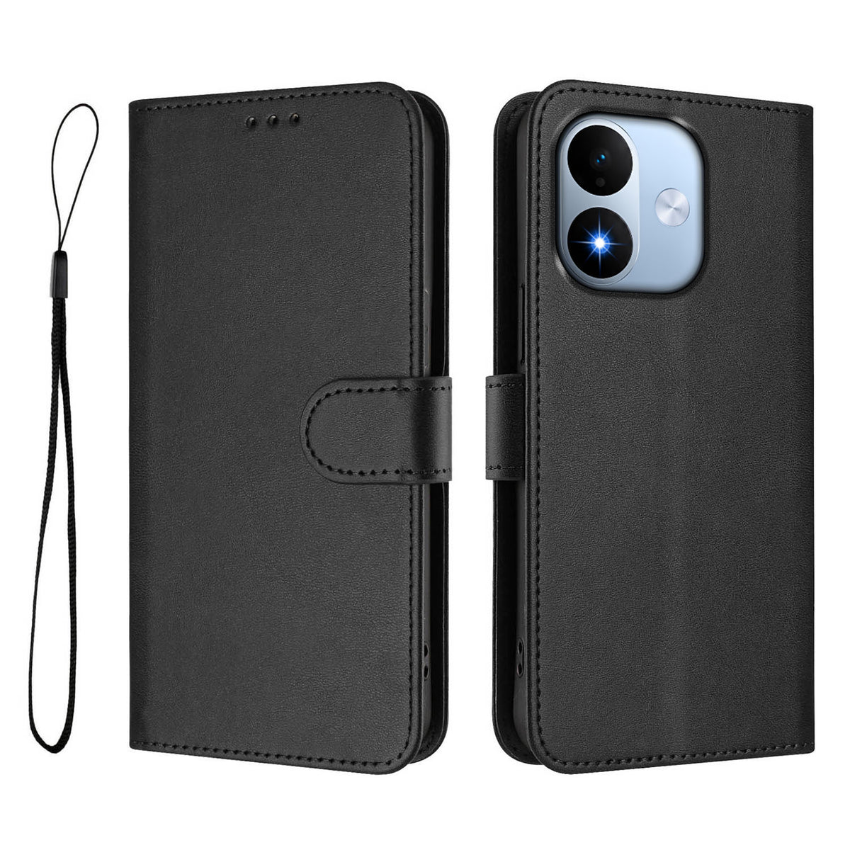 For Xiaomi Redmi Note 17 4G (Global) / Note 17 5G (Global) / Note 17 (India / China) 5G Wallet Case RFID Blocking Calf Texture Leather Stand Phone Cover with Strap