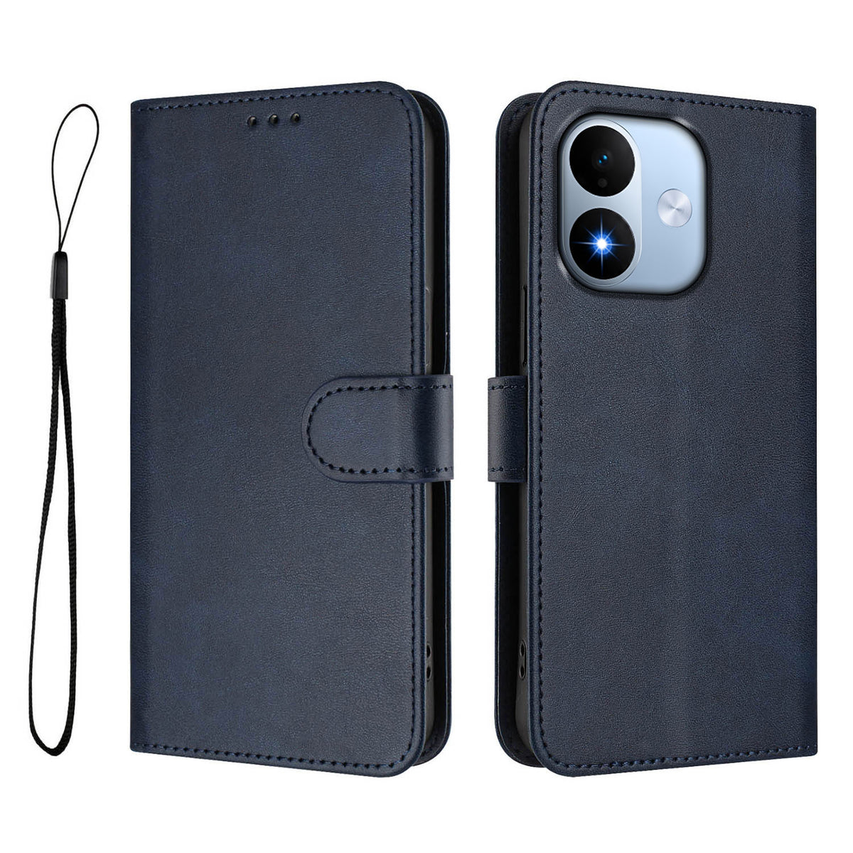 For Xiaomi Redmi Note 17 4G (Global) / Note 17 5G (Global) / Note 17 (India / China) 5G Wallet Case RFID Blocking Calf Texture Leather Stand Phone Cover with Strap