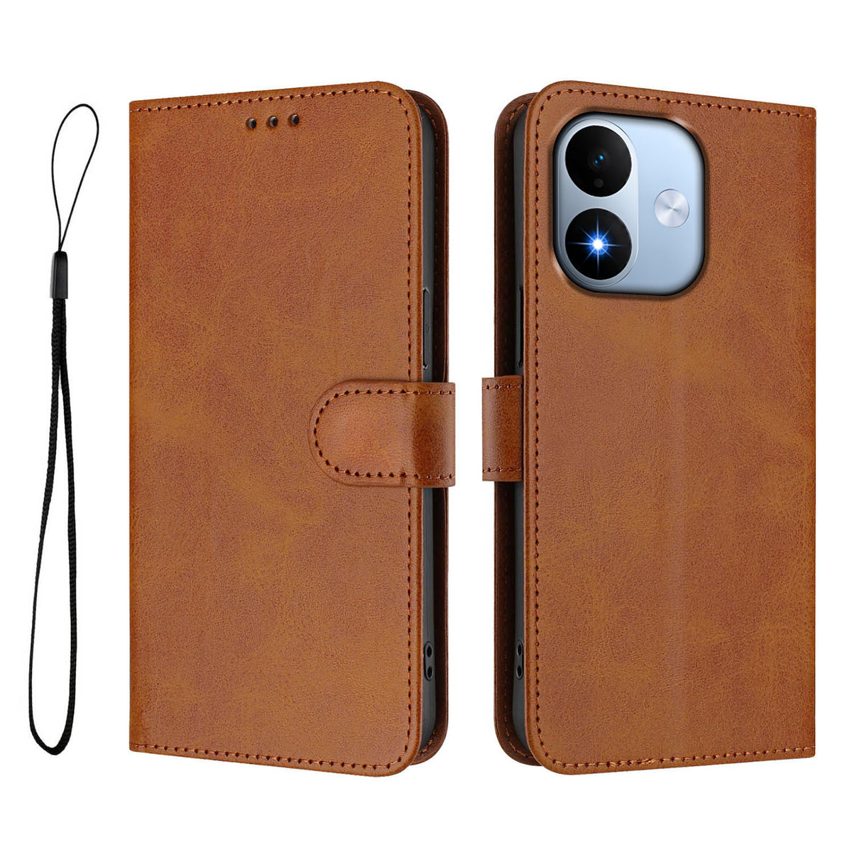 For Xiaomi Redmi Note 17 4G (Global) / Note 17 5G (Global) / Note 17 (India / China) 5G Wallet Case RFID Blocking Calf Texture Leather Stand Phone Cover with Strap