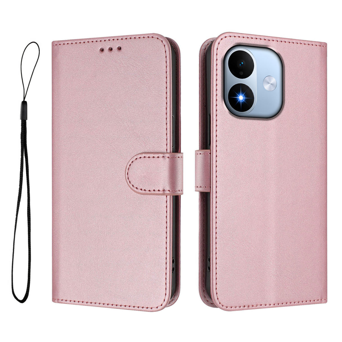 For Xiaomi Redmi Note 17 4G (Global) / Note 17 5G (Global) / Note 17 (India / China) 5G Wallet Case RFID Blocking Calf Texture Leather Stand Phone Cover with Strap