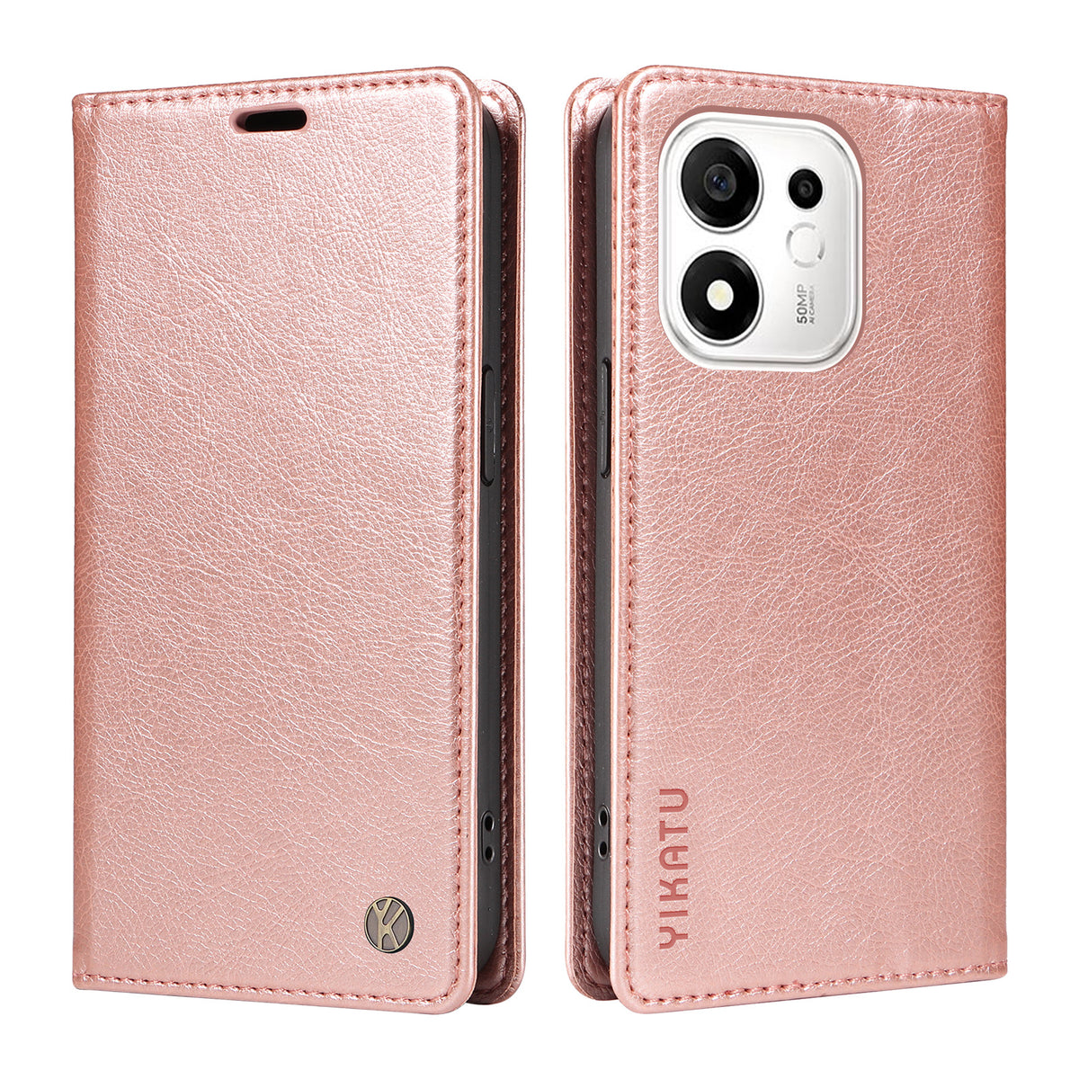 YIKATU for Honor 600 Smart 5G / Honor X7e Plus 5G Wallet Case  YK-006 Magnetic Closure Leather Phone Cover Litchi Texture