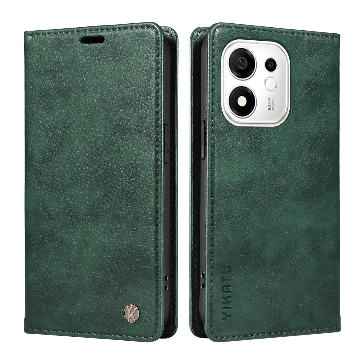 YIKATU for Honor 600 Smart 5G / Honor X7e Plus 5G Wallet Case  YK-006 Magnetic Closure Leather Phone Cover Litchi Texture